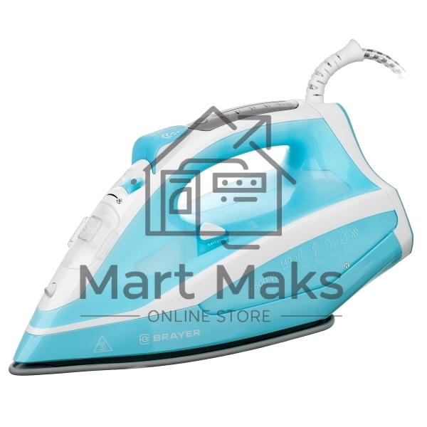 Паровой утюг 4000BR BRAYER 2600 Вт, керамич. автооткл.,Пар 140 г/м LED, и, антикапля, cпрей.