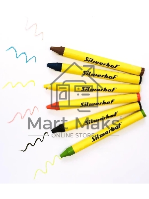 Восковые мелки Silwerhof Монстрики, круглые, 6 цветов, длина 89мм, диаметр 8мм, картонная коробка с европодвесом