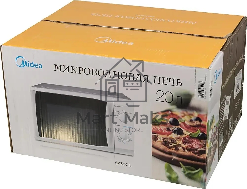 Микроволновая печь Midea MM720CFB белый, 20 л, 700 Вт, переключатели - поворотный механизм
