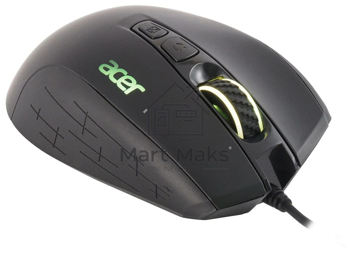 Мышь проводная Acer OMW124 черный, 6400 dpi, USB, кнопки - 8