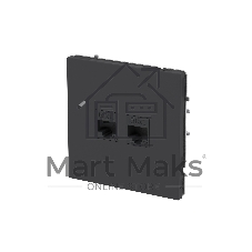Компьютерная розетка RJ-45 без шторки, кат.6А двойная, KANT, черный уголь