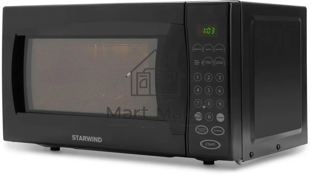 Микроволновая печь Starwind SMW5020 черный, 20 л, 700 Вт, переключатели - сенсор