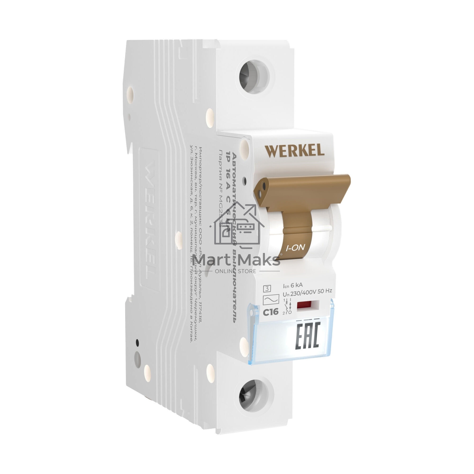 Автоматический выключатель Werkel 1P 16A C 6 кА W901P166