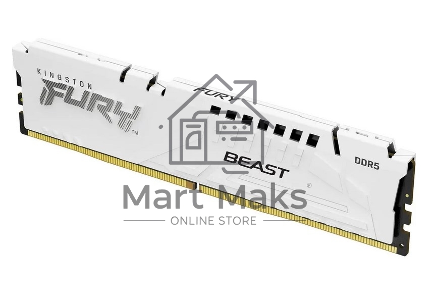 Оперативная память Kingston Fury Beast, DDR5, 16GB (1x16GB), 5200MHz, CL36, DIMM, с радиатором, белый
