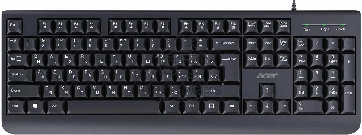 Клавиатура проводная Acer OKW400 черный USB Multimedia (ZL.KBDEE.01C) кабель 1.8м