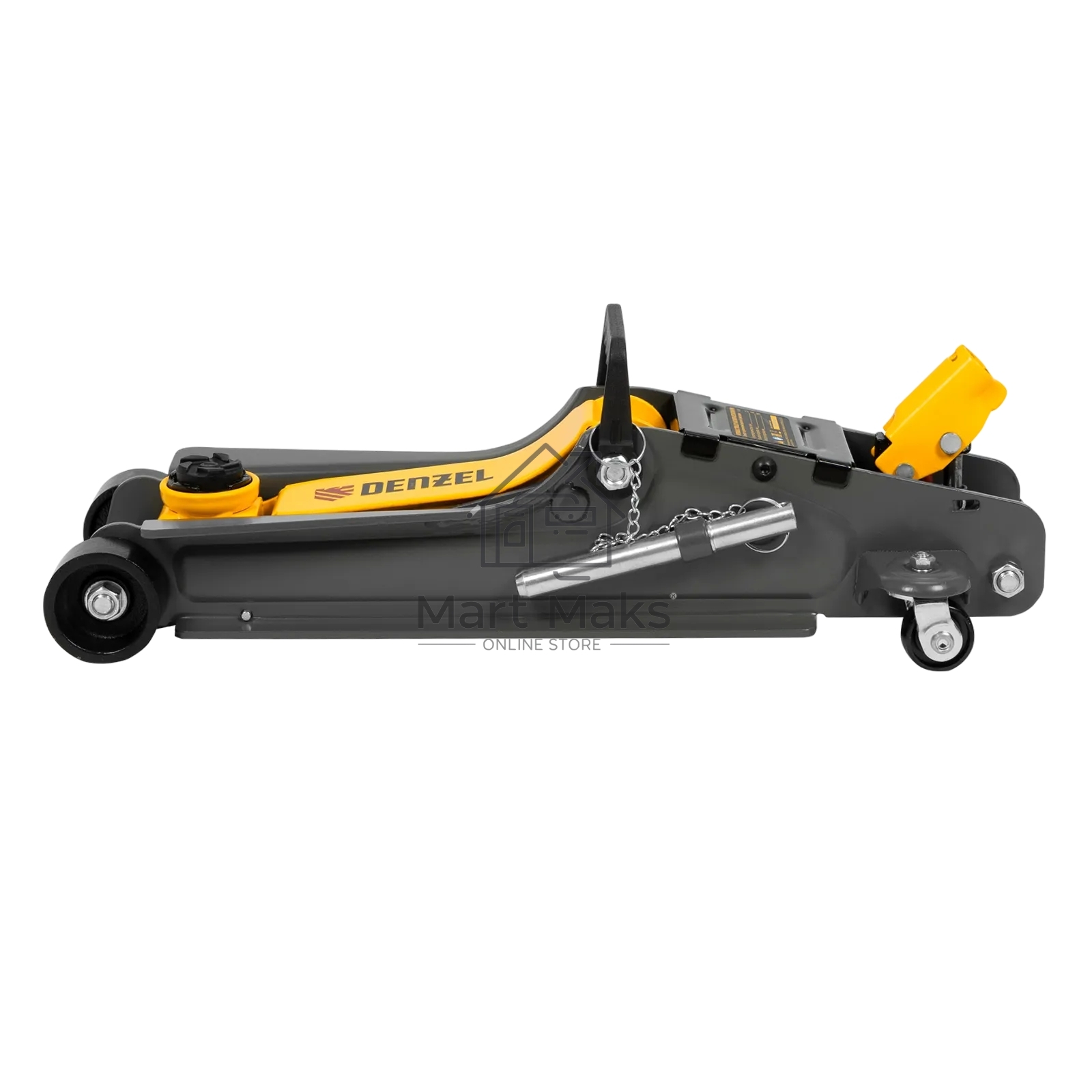 Домкрат гидравлический подкатной с фиксатором Denzel 2,5 т, 85-385 мм