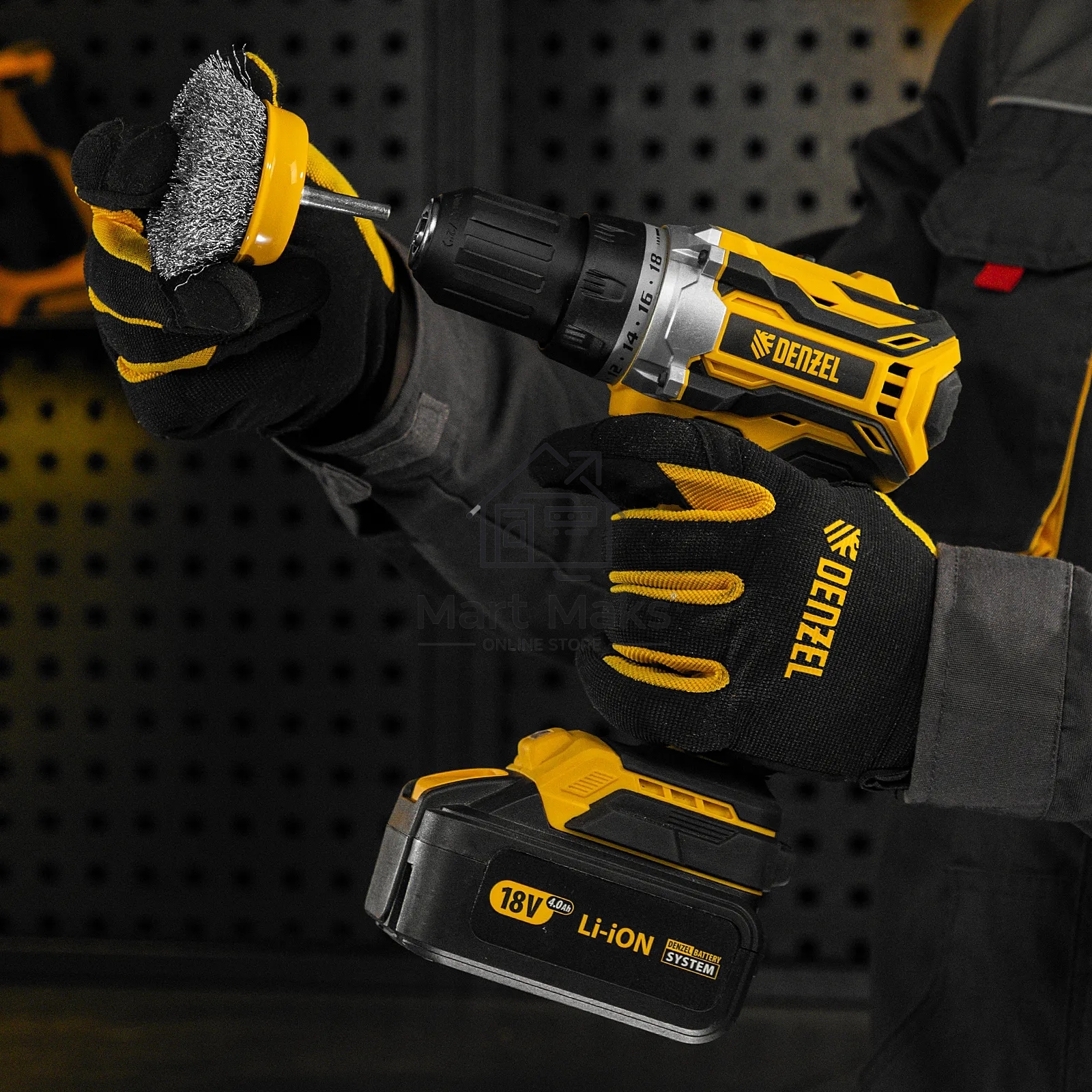 Щетка для дрели Denzel 75 мм, чашка, со шпилькой, нержавеющая витая проволока