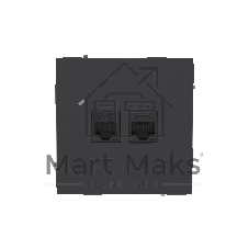 Компьютерная розетка RJ-45 без шторки, кат.6А двойная, KANT, черный уголь