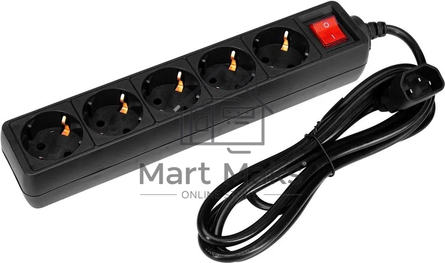 Сетевой фильтр PC Pet AP01006-E-BK (UPS) 1.8м (5 розеток) черный
