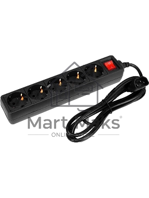 Сетевой фильтр PC Pet AP01006-E-BK (UPS) 1.8м (5 розеток) черный Сетевой фильтр PC Pet AP01006-E-BK (UPS) 1.8м (5 розеток) черный