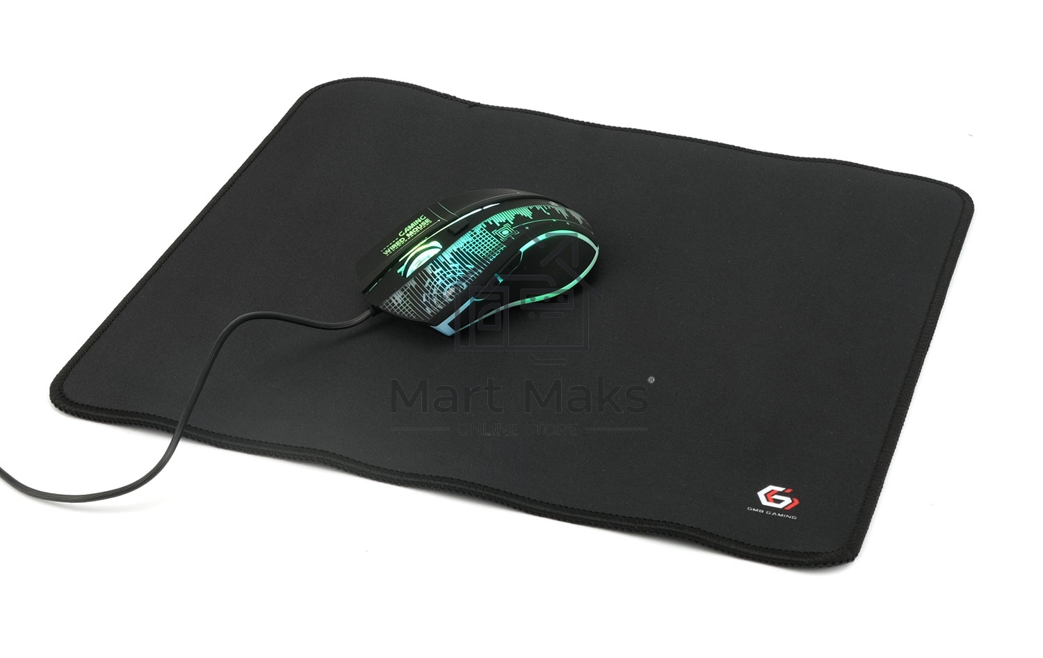 Коврик для мыши Gembird MP-35-30-BLACK, черный, 350х300х3мм, ткань+резина, оверлок, коробка
