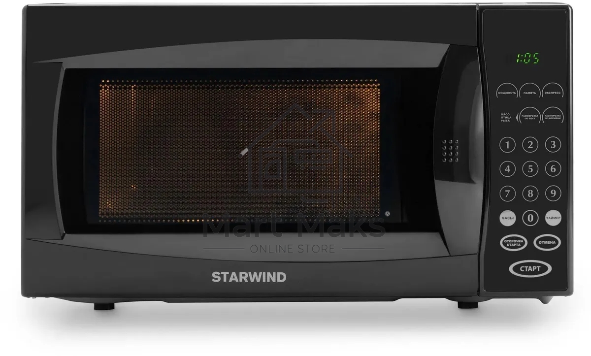 Микроволновая печь Starwind SMW5020 черный, 20 л, 700 Вт, переключатели - сенсор