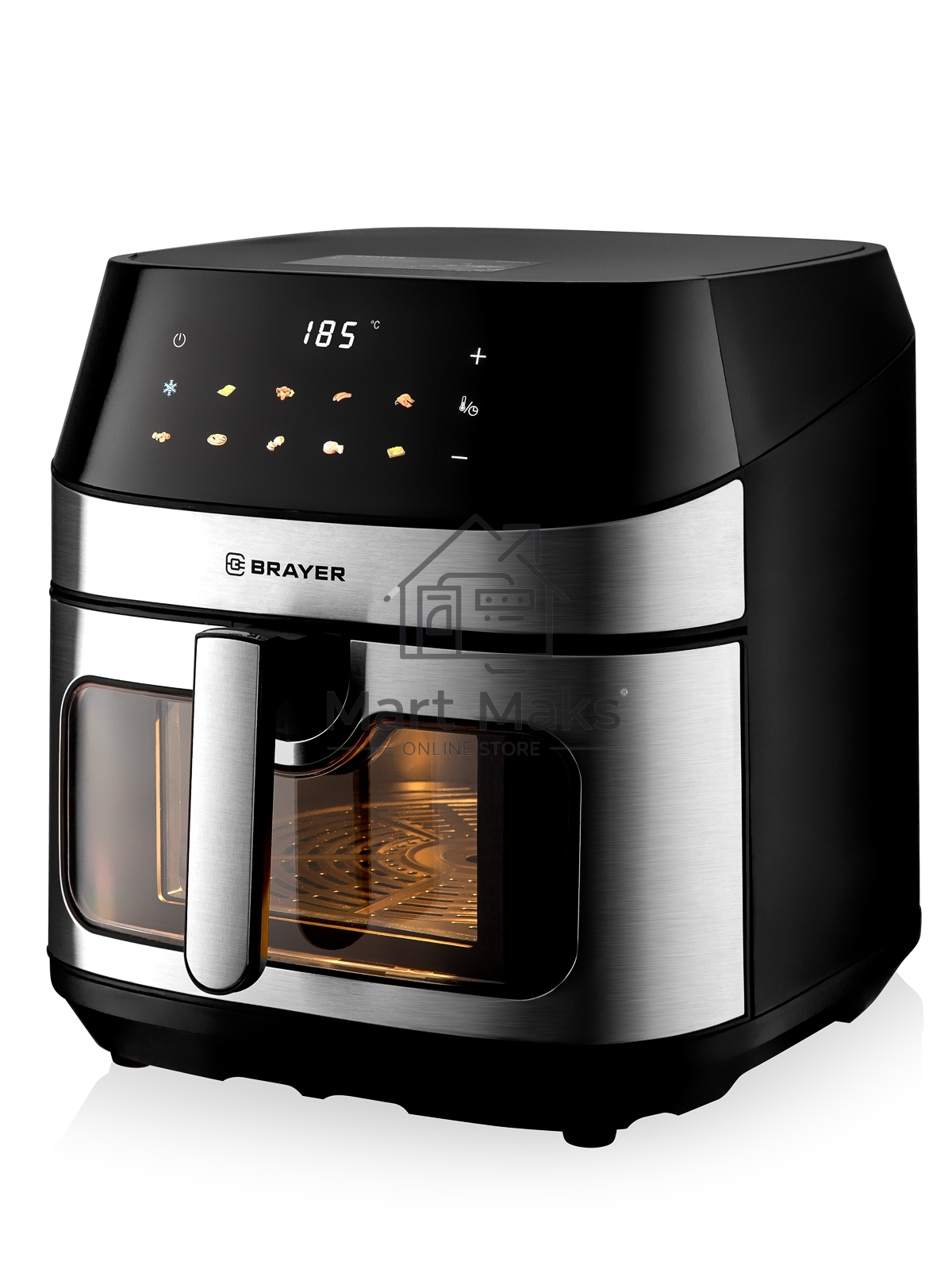 Аэрогриль Brayer 2044BR черный, 2200 Вт, 8 л, сенсор, 10 программ