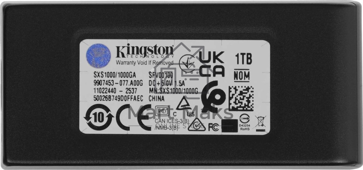 Внешний SSD Kingston XS1000, 1TB, USB 3.2 Gen 2 Type-C, R/W 1050/1000, черный
