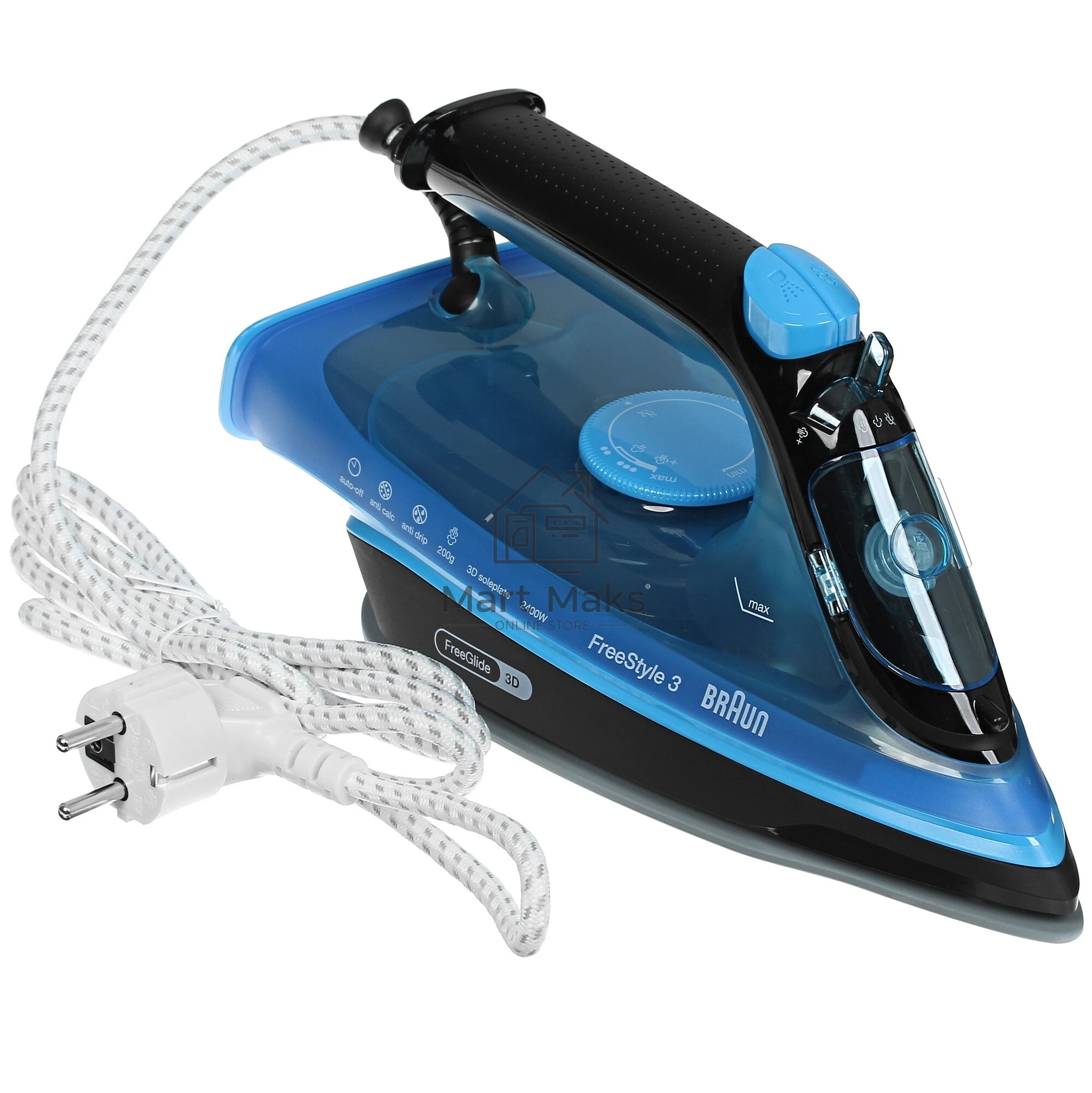 Утюг Braun FI3194BK синий/черный, 2400 Вт, 45 г/мин, 200 г/мин, 270 мл