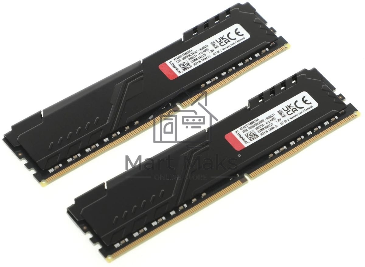 Оперативная память Kingston Fury Beast, DDR4, 64GB (2x32GB), 3200MHz, CL16, DIMM, черный
