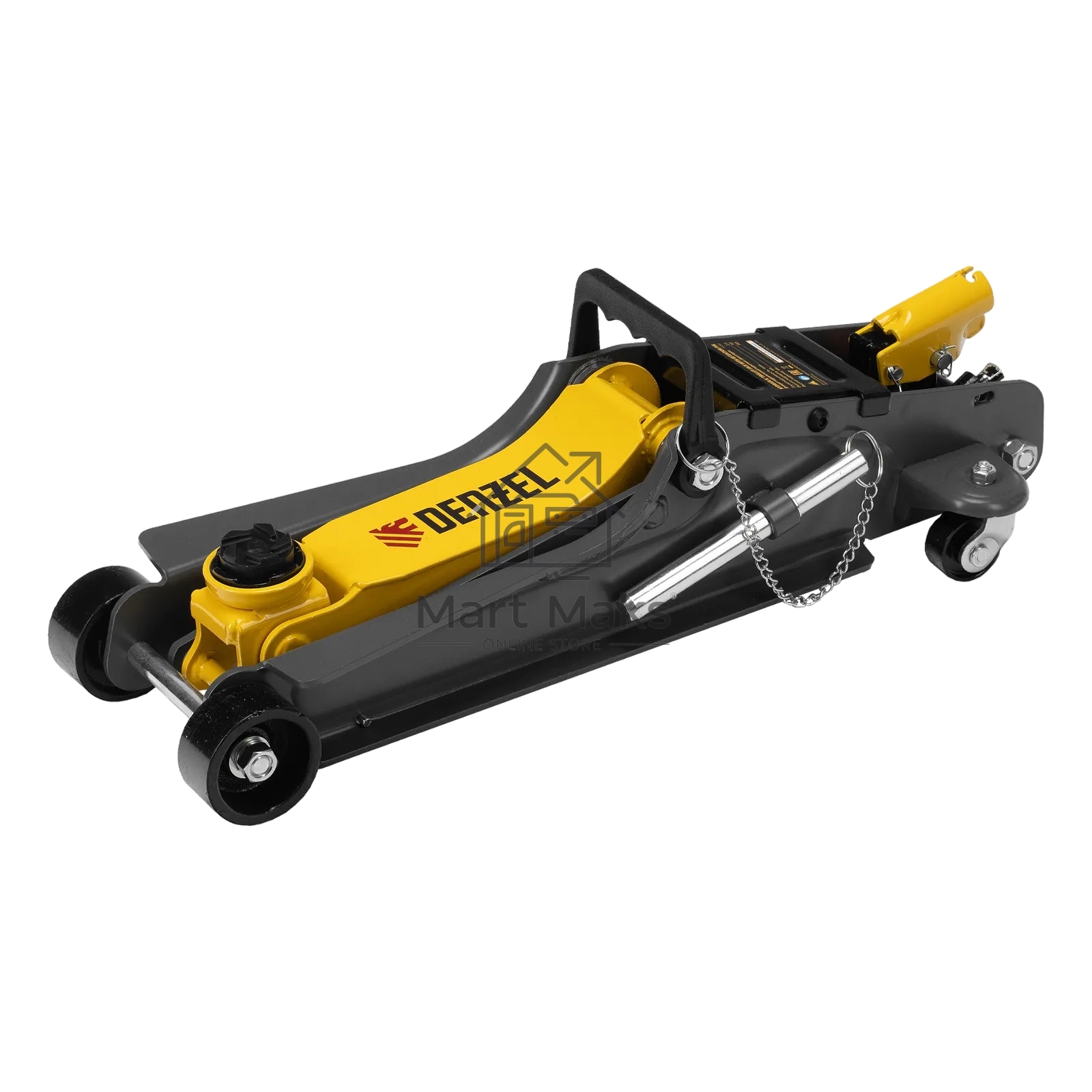 Домкрат гидравлический подкатной с фиксатором Denzel 2,5 т, 85-385 мм