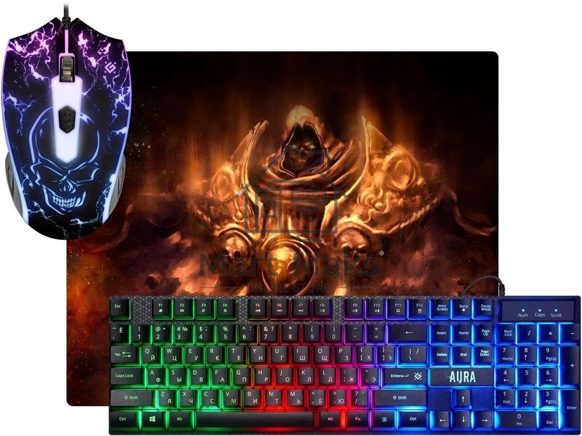 Комплект клавиатура+мышь Defender Aura MKP-117 проводной, USB, 2400 DPI, черный