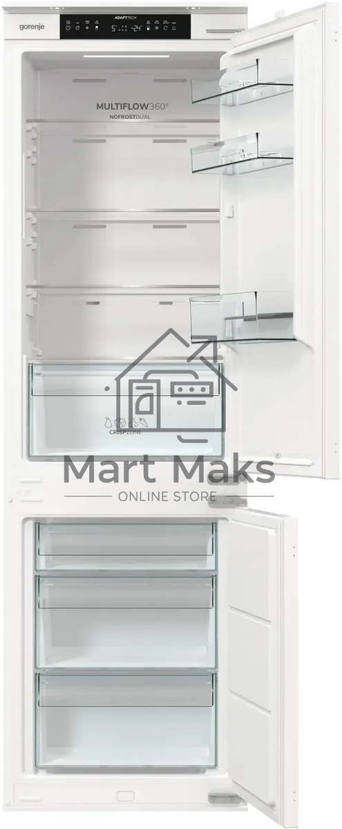 Встраиваемый холодильник Gorenje NRKI517141 белый двухкамерный 175/68 л морозилка снизу, No Frost