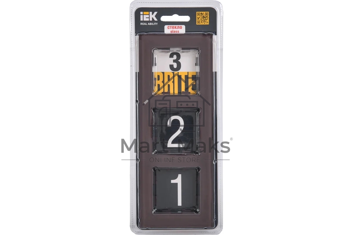 Рамка 3 -местная IEK BRITE РУ-3-2-БрТБ стекло темная бронза