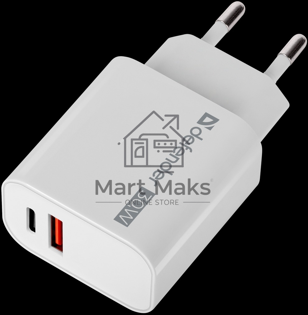 Сетевое ЗУ Defender UPA-130 USB-C/PD30W + USB-A/QC3.0, белый.