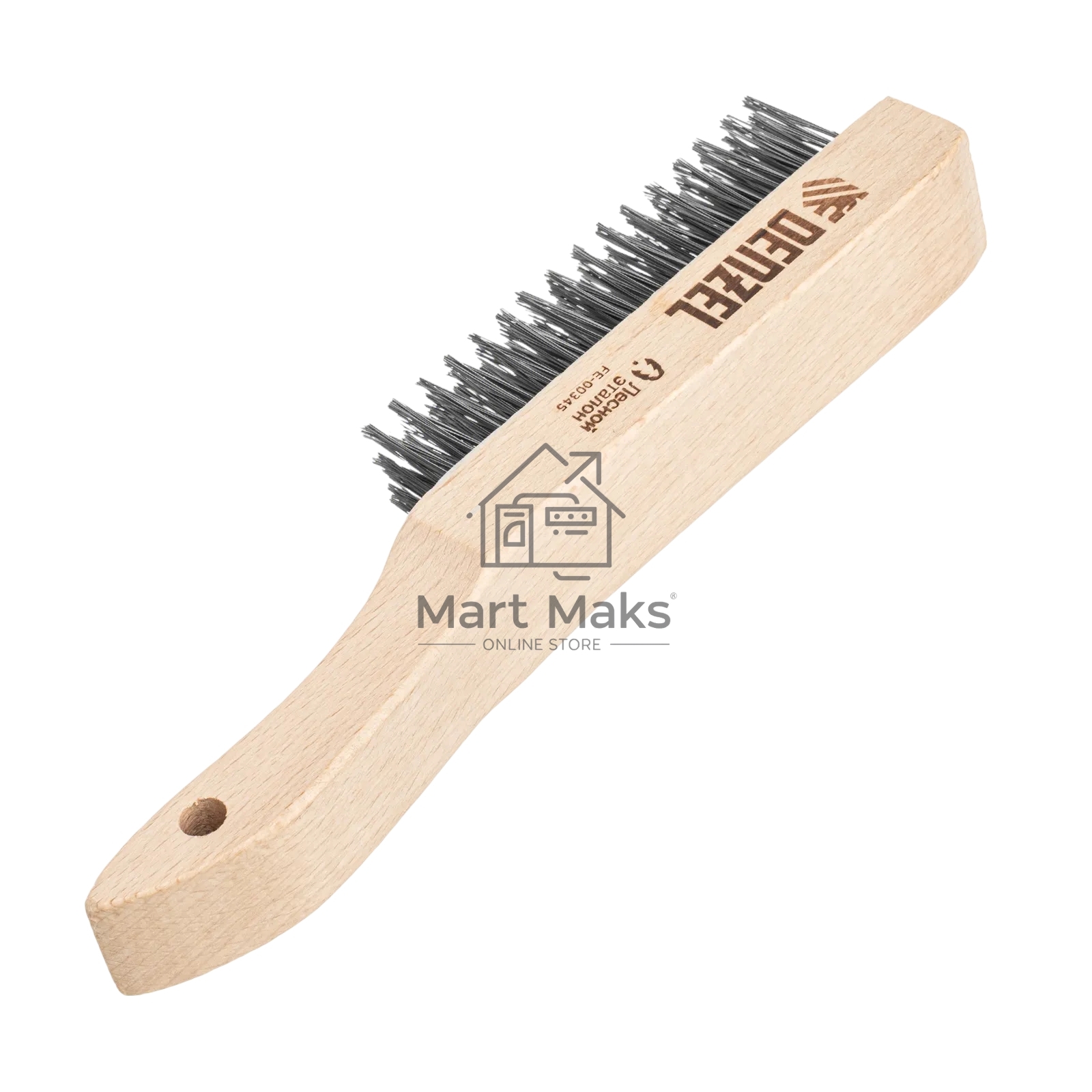 Щетка зачистная Denzel 6-и рядная, прямая проволока из нержавеющей стали с деревянной ручкой, EFP