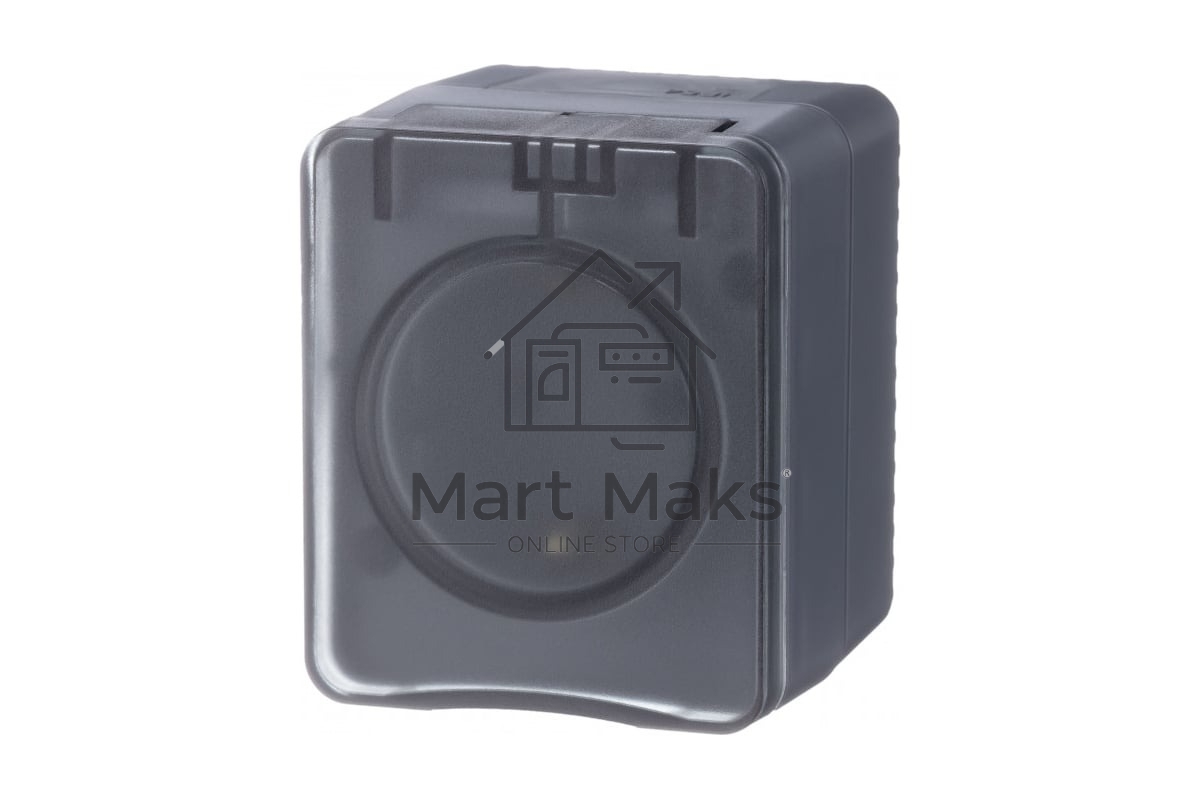 Розетка 1-м ОП AtlasDesign Profi54 16А IP54 250В с заземл. защ. шторки антрацит SchE ATN544045