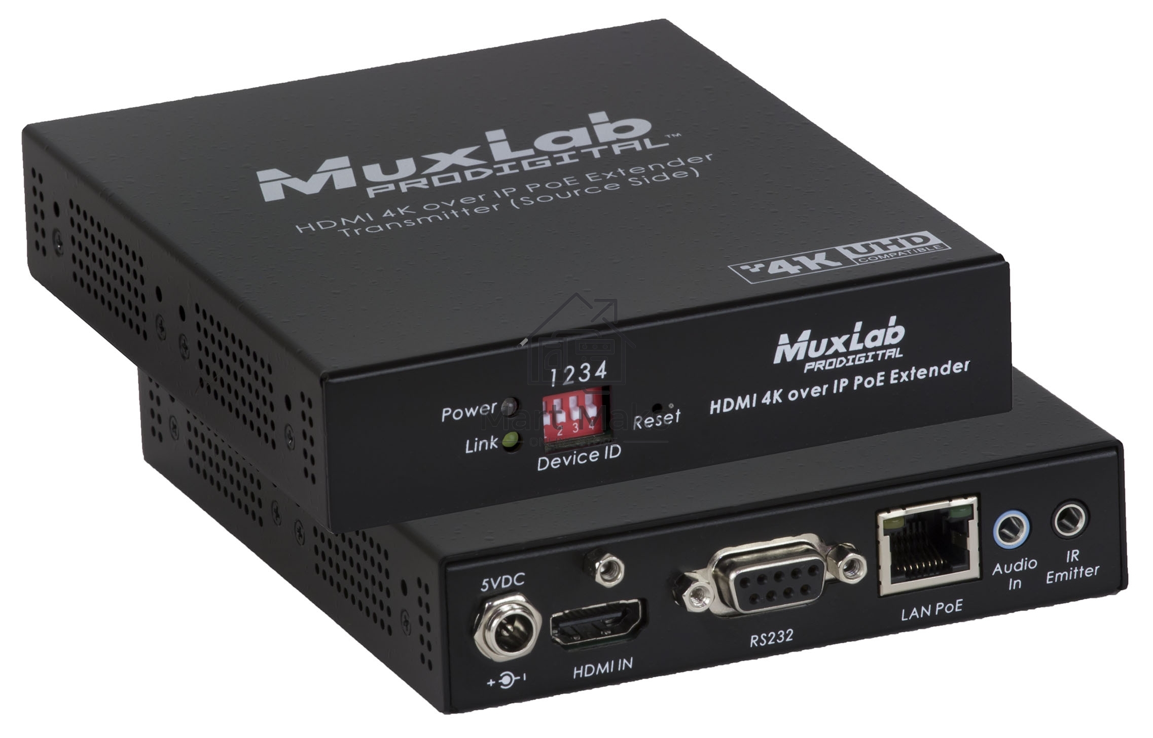 Передатчик-энкодер MuxLab 500759-TX 4K Over IP, сжатие JPEG2000, с PoE, с функцией видеостены