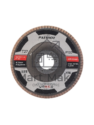 Круг лепестковый торцевой Patriot EXPERT 115 мм*22,23 мм*P120 цирконий