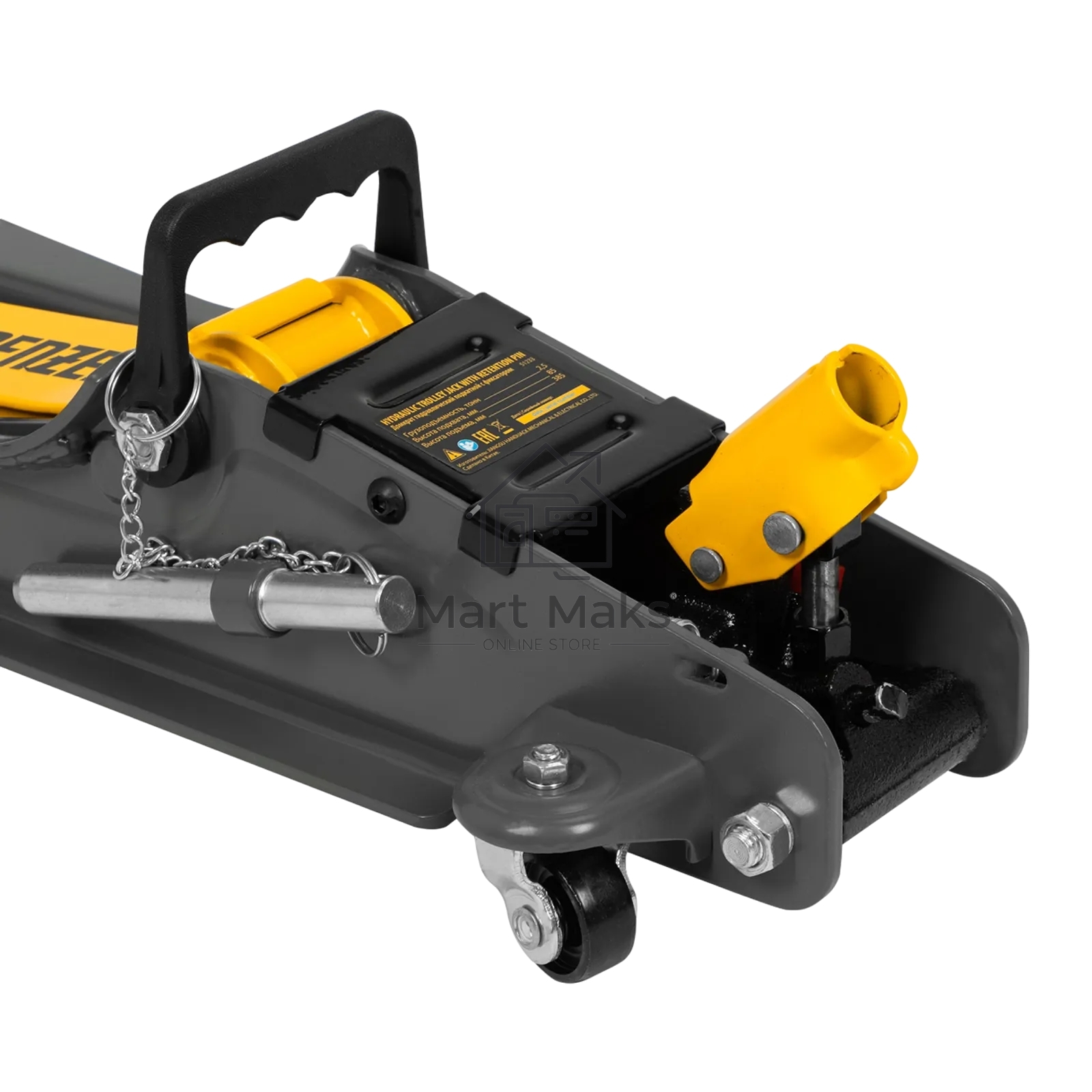 Домкрат гидравлический подкатной с фиксатором Denzel 2,5 т, 85-385 мм