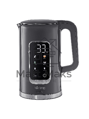 Чайник электрический Korting Чайник электрический Korting, объем 1.7 л, электронное управление, цифровой дисплей, 5 температурных режимов, автоотключение, серый