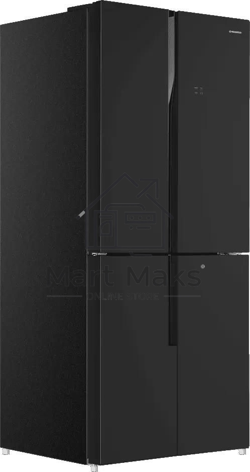 Холодильник Maunfeld MFF181NFB черный глянцевый, трехкамерный, 333/164л, морозилка сбоку, No Frost, Side by Side