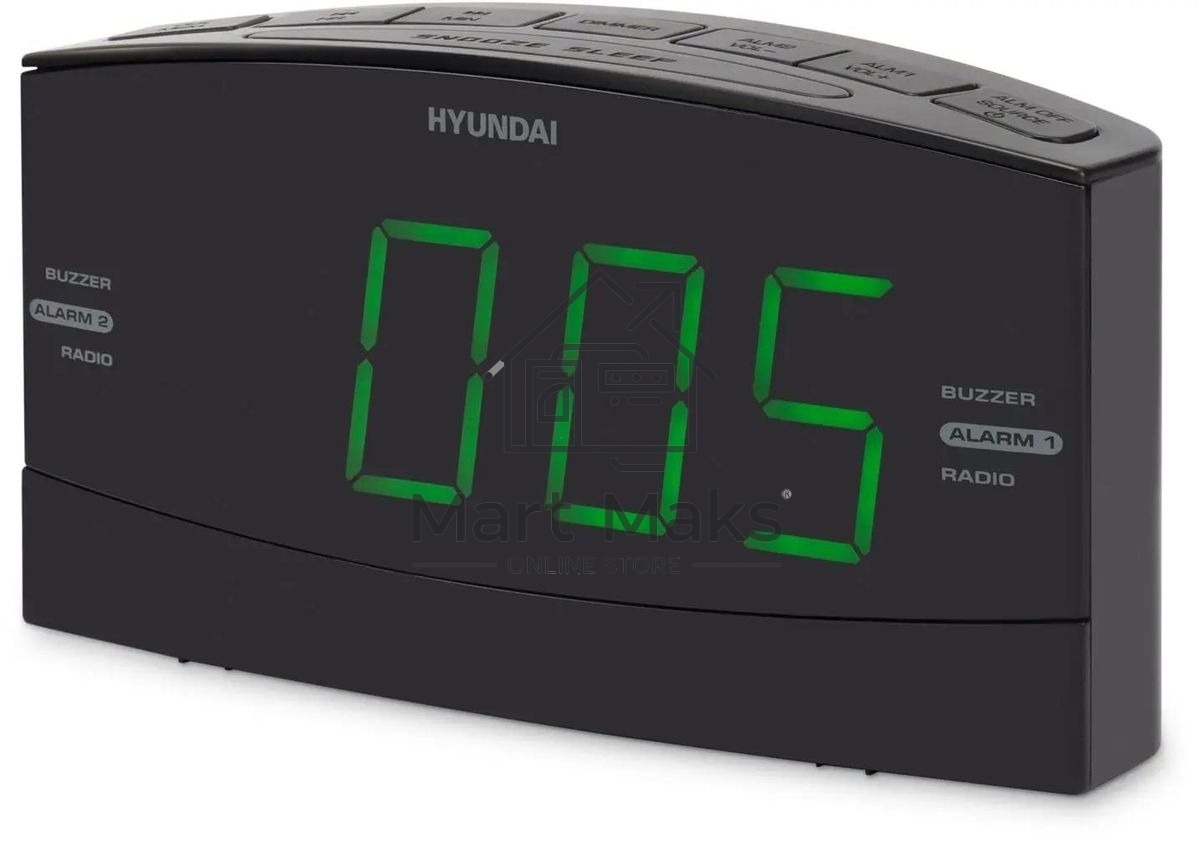 Радиобудильник Hyundai H-RCL238 черный LCD подсв:зеленая часы:цифровые FM
