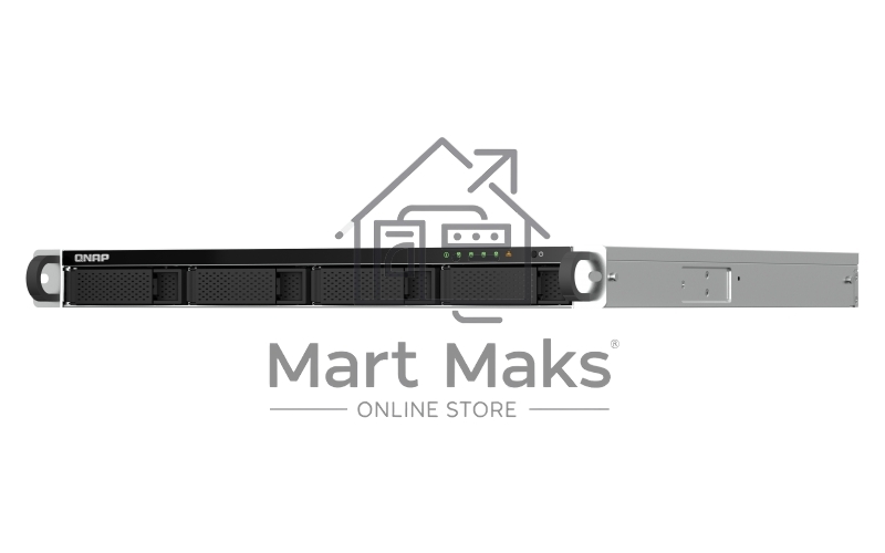 Сетевое хранилище SMB QNAP TS-464U-8G NAS 4 HDD trays, rackmount 1U, 1 PSU. 4-core Intel Celeron N5105/N5095 2.0-2.9 GHz, 8 GB RAM MAX, 2x2.5GbE, 2xUSB 3.2 Gen 2 (10Gbps), 2xUSB 2.0, 1xHDMI, PCIe Gen 3 x2, W/o rail kit RAIL-B02