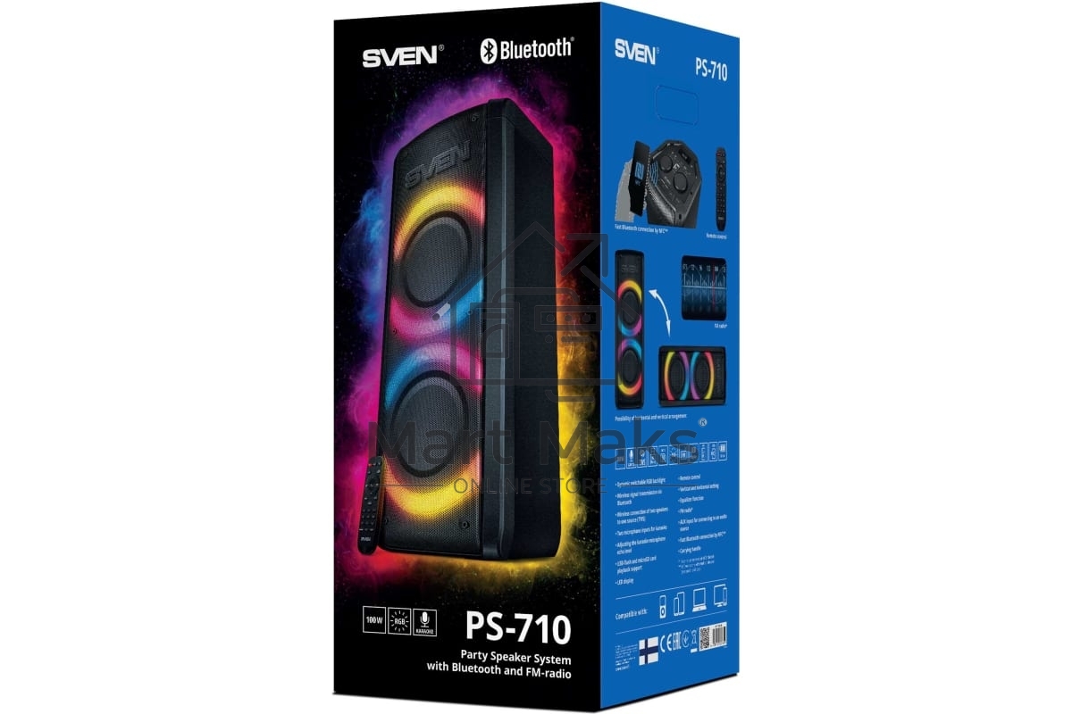 Портативная акустика Sven АС PS-710 черный 100 Вт Bluetooth