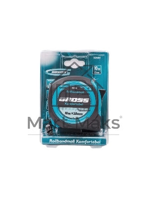 Рулетка Gross 32564 Komfortabel, 10 м х 25 мм обрезиненный корпус