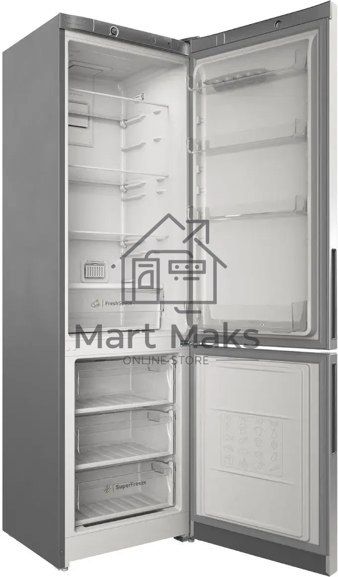 Холодильник Indesit ITS 4200 G серебристый двухкамерный 247/78л морозилка снизу, No Frost