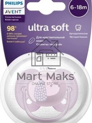 Пустышка Philips Avent ultra soft, собачка, 6-18 мес., 1 шт.