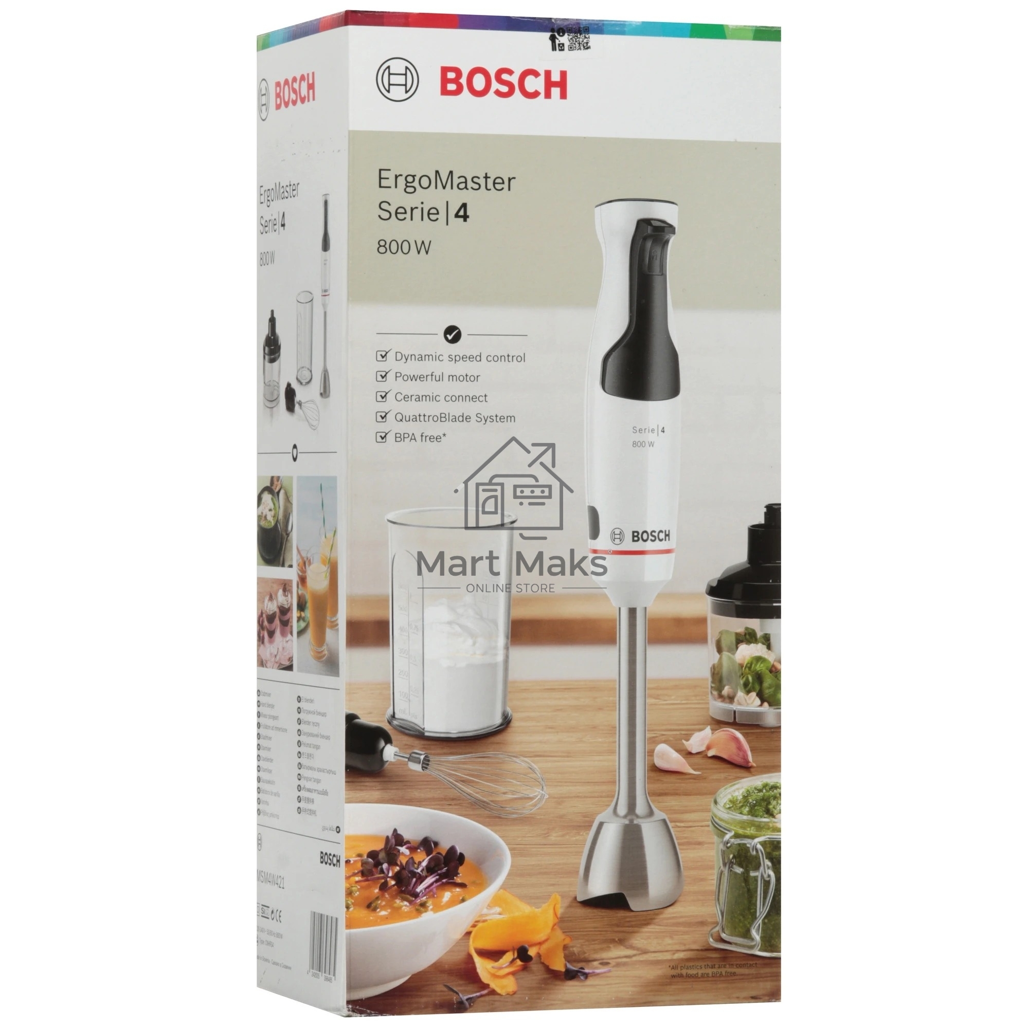 Блендер погружной Bosch MSM4W421 800Вт белый