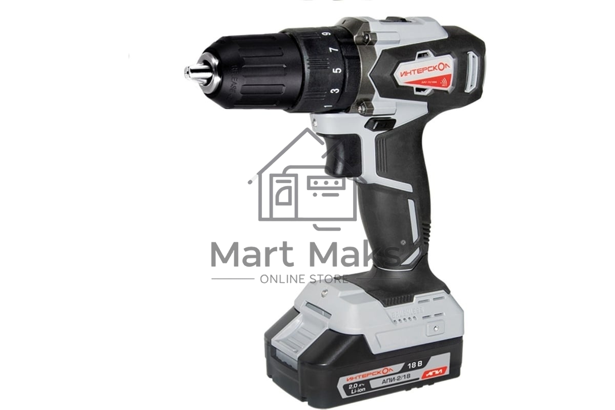 Дрель-шуруповерт аккумуляторная ИНТЕРСКОЛ ДАУ-13/18ВК, Аккумуляторный, 18В, Без АКБ и ЗУ, Ударный, Кейс