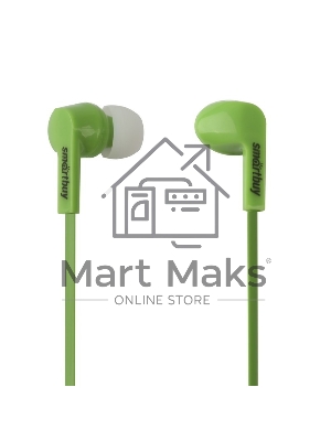 Внутриканальные наушники Smartbuy PRIME, динамики 10мм, плоский кабель, зеленые, 3 пары вставок