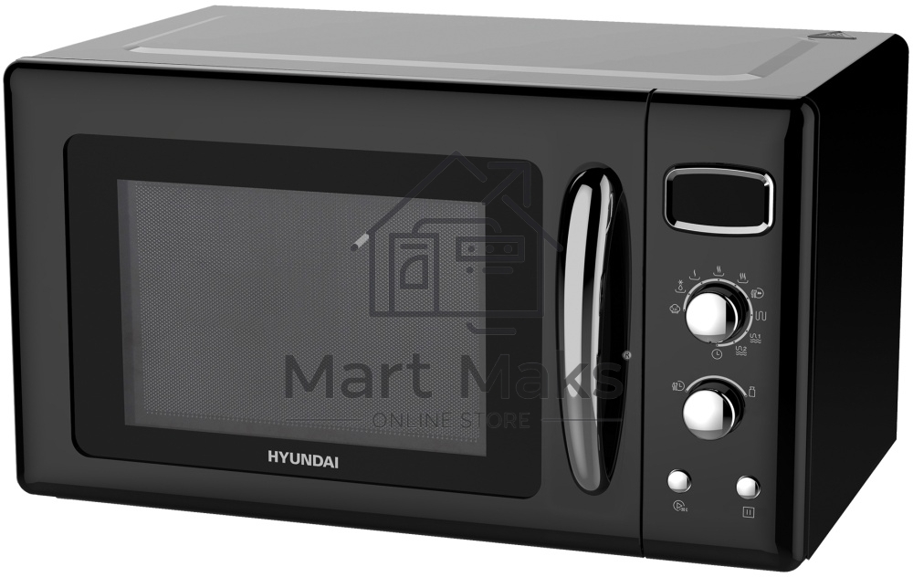 Микроволновая печь Hyundai HYM-D3040 черный, 23 л, 800 Вт, переключатели - поворотный механизм/кнопки
