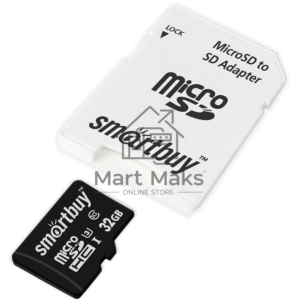 Флеш карта Smartbuy micro SDHC 32Gb Class10 PRO U3 R/W:90/70 Mb/s, адаптер в комплекте