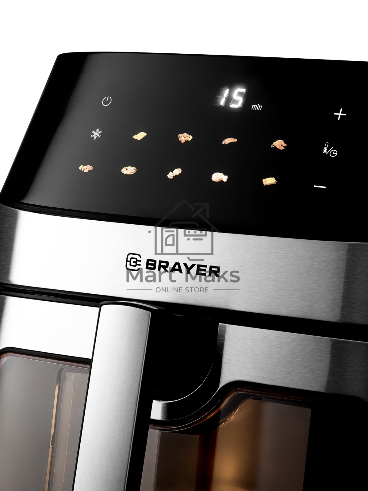 Аэрогриль Brayer 2044BR черный, 2200 Вт, 8 л, сенсор, 10 программ