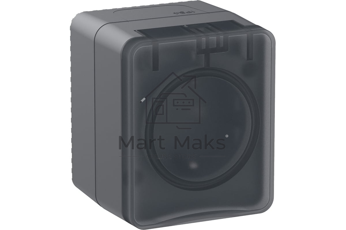 Розетка 1-м ОП AtlasDesign Profi54 16А IP54 250В с заземл. защ. шторки антрацит SchE ATN544045