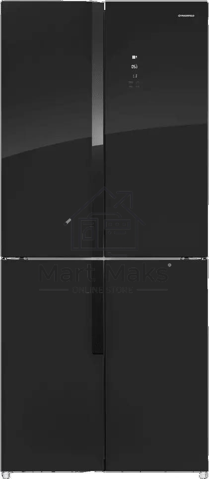 Холодильник Maunfeld MFF181NFB черный глянцевый, трехкамерный, 333/164л, морозилка сбоку, No Frost, Side by Side