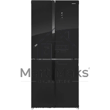 Холодильник Maunfeld MFF181NFB черный глянцевый, трехкамерный, 333/164л, морозилка сбоку, No Frost, Side by Side