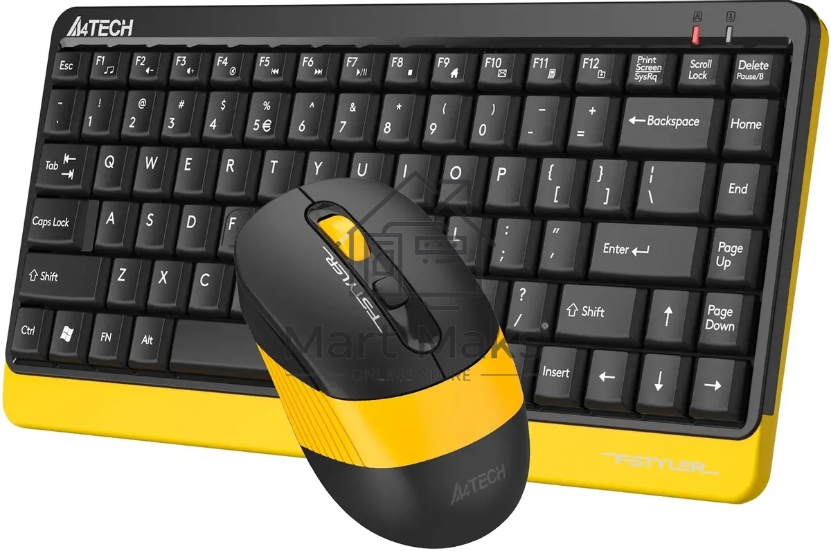Комплект клавиатура + мышь A4Tech Fstyler FG1110 клав:черный/желтый мышь:черный/желтый USB беспроводная Multimedia (FG1110 BUMBLEBEE)