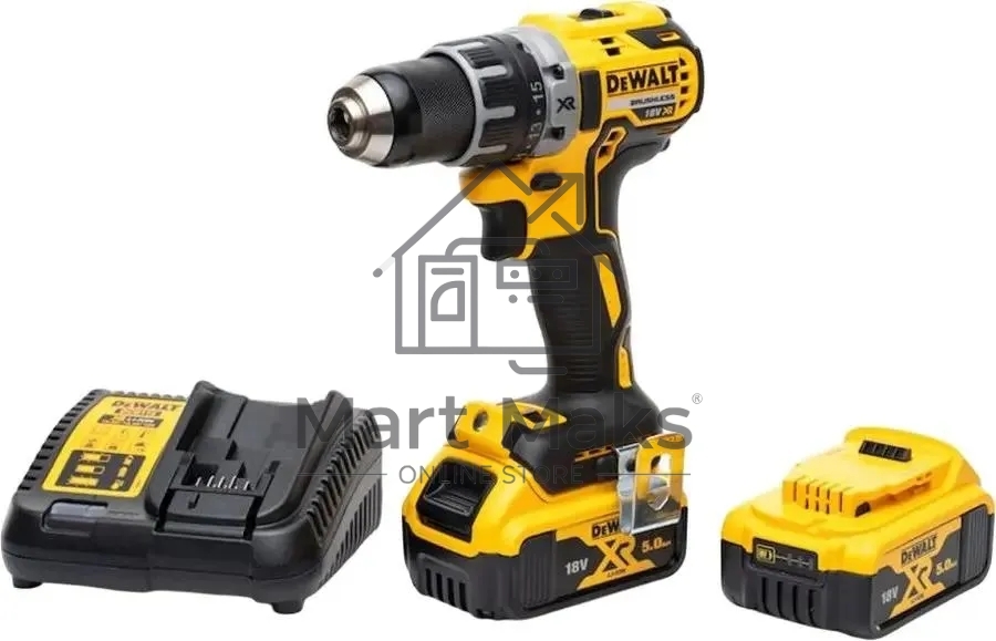 Дрель-шуруповерт DeWalt DCD791P2, 18 В, 5 Ач, 70 Нм, бесщеточный