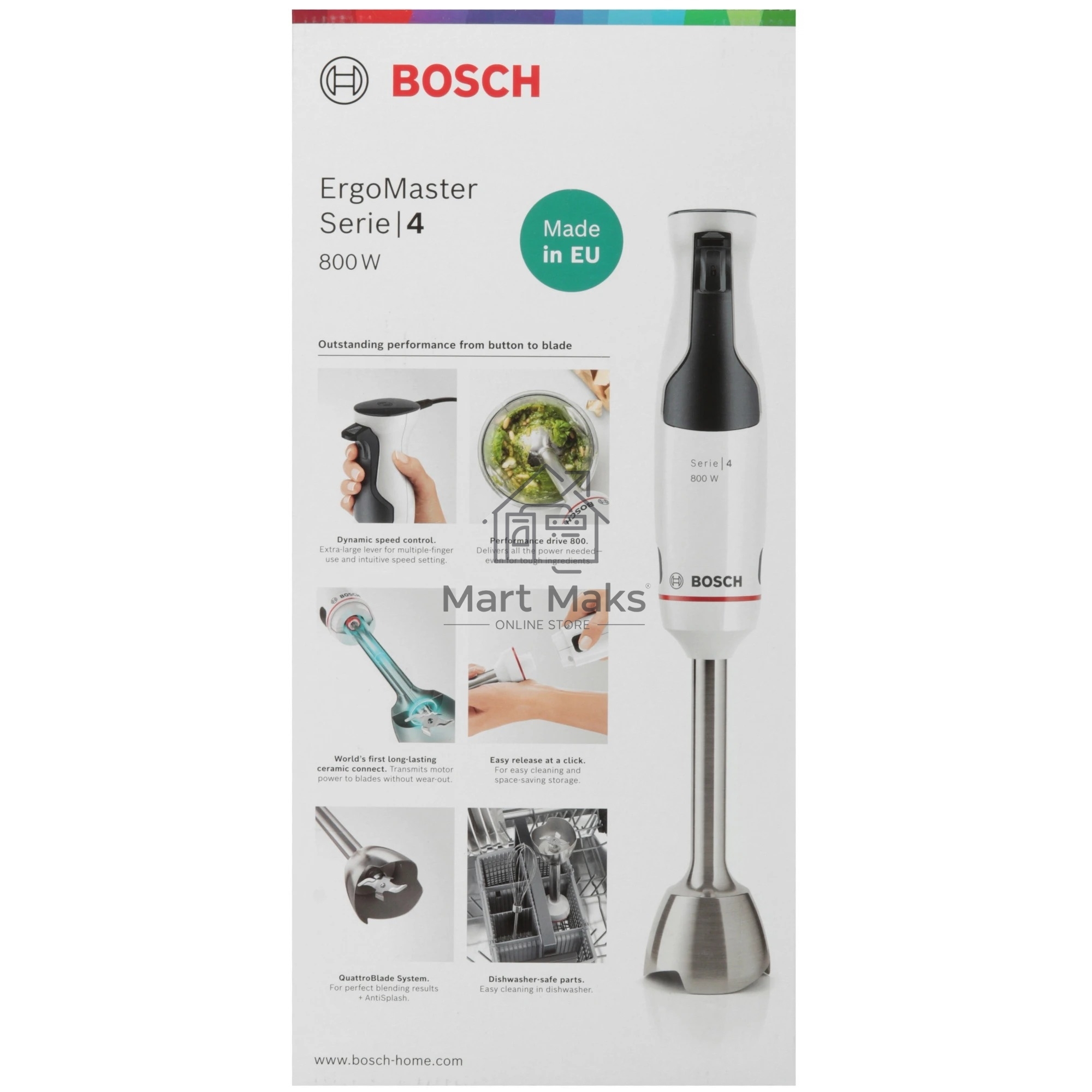 Блендер погружной Bosch MSM4W421 800Вт белый